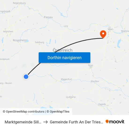 Marktgemeinde Sillian to Gemeinde Furth An Der Triesting map