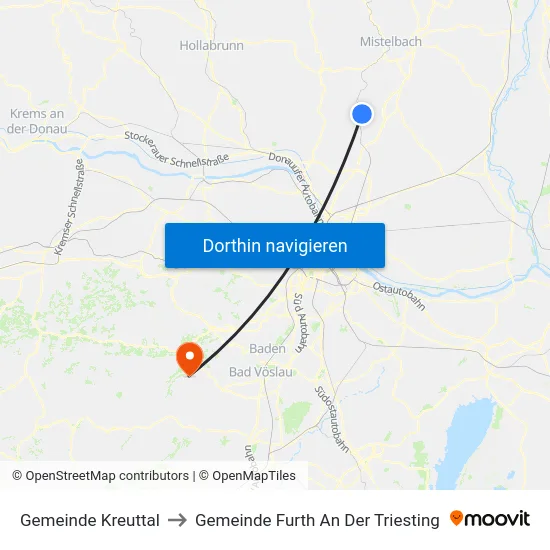 Gemeinde Kreuttal to Gemeinde Furth An Der Triesting map