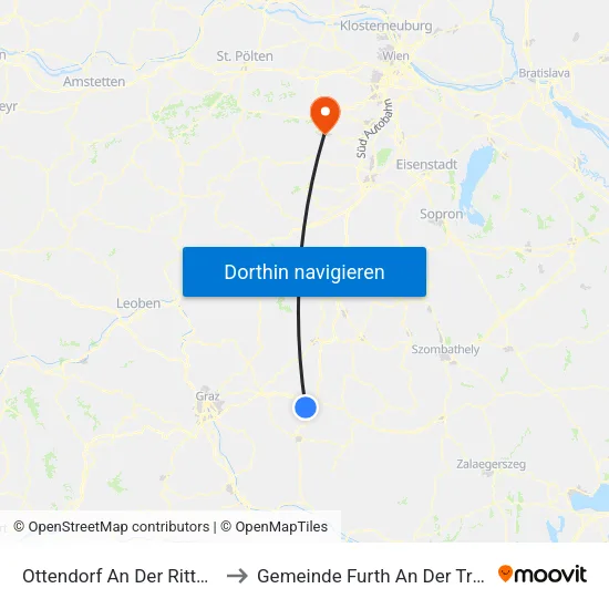 Ottendorf An Der Rittschein to Gemeinde Furth An Der Triesting map