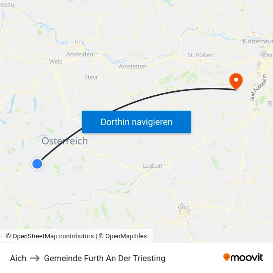 Aich to Gemeinde Furth An Der Triesting map