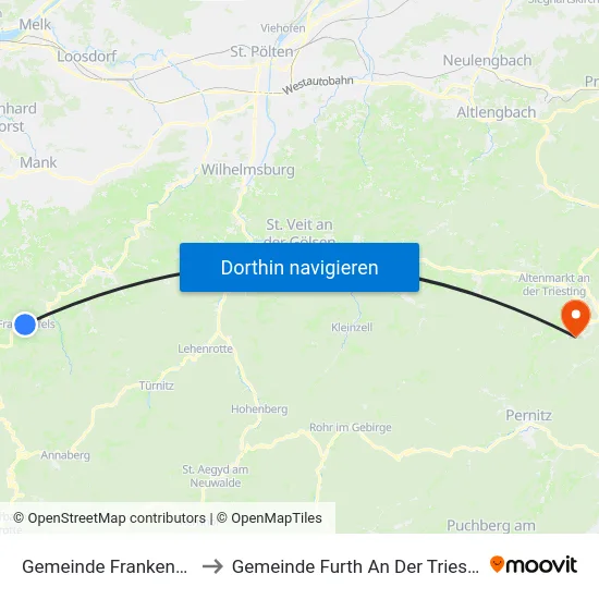 Gemeinde Frankenfels to Gemeinde Furth An Der Triesting map