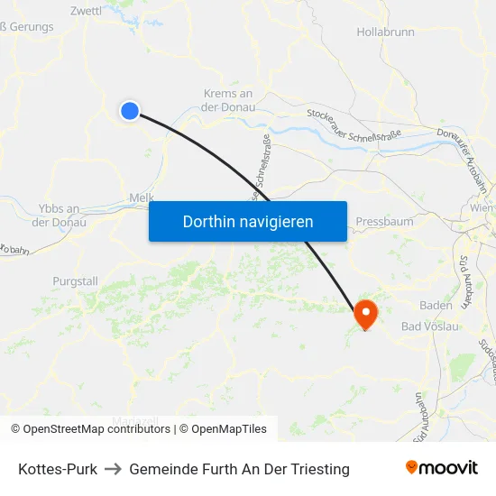 Kottes-Purk to Gemeinde Furth An Der Triesting map
