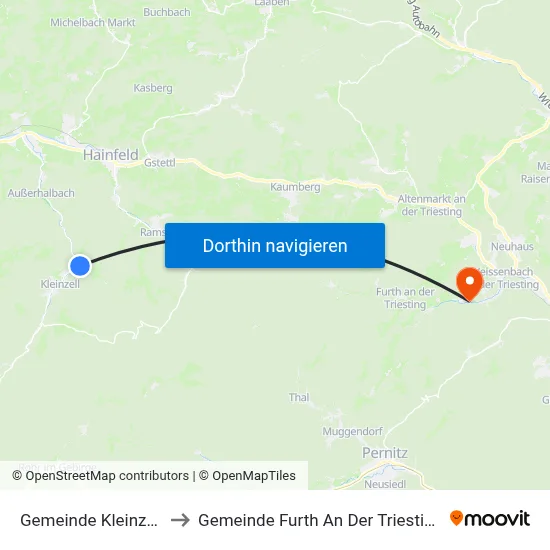 Gemeinde Kleinzell to Gemeinde Furth An Der Triesting map