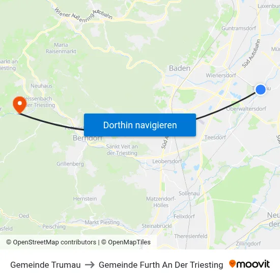 Gemeinde Trumau to Gemeinde Furth An Der Triesting map