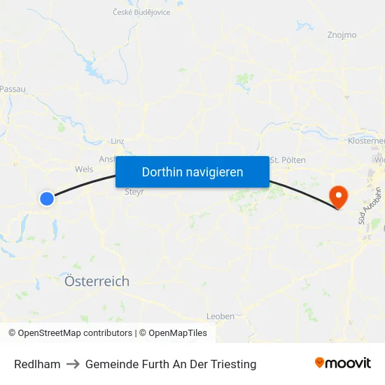 Redlham to Gemeinde Furth An Der Triesting map