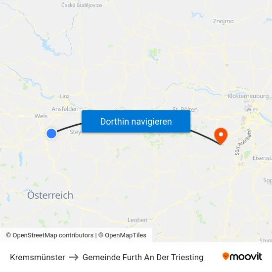 Kremsmünster to Gemeinde Furth An Der Triesting map