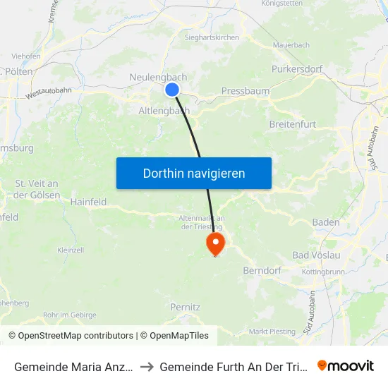 Gemeinde Maria Anzbach to Gemeinde Furth An Der Triesting map