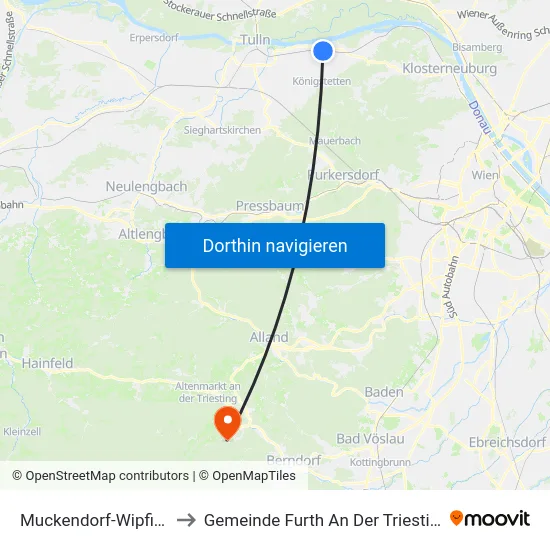 Muckendorf-Wipfing to Gemeinde Furth An Der Triesting map