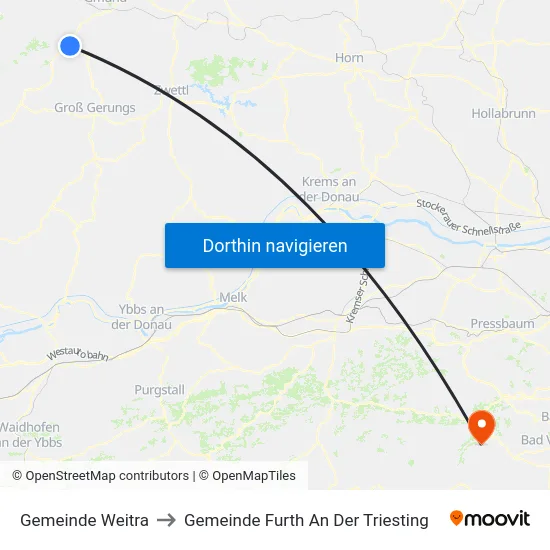 Gemeinde Weitra to Gemeinde Furth An Der Triesting map