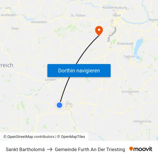 Sankt Bartholomä to Gemeinde Furth An Der Triesting map