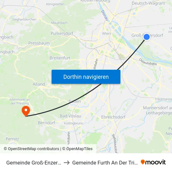 Gemeinde Groß-Enzersdorf to Gemeinde Furth An Der Triesting map