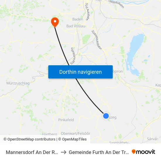 Mannersdorf An Der Rabnitz to Gemeinde Furth An Der Triesting map