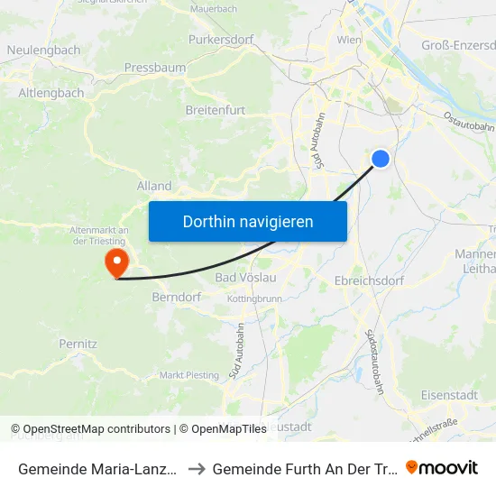 Gemeinde Maria-Lanzendorf to Gemeinde Furth An Der Triesting map