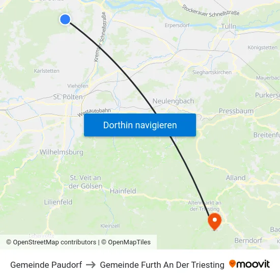 Gemeinde Paudorf to Gemeinde Furth An Der Triesting map