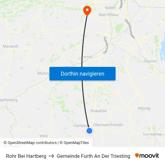 Rohr Bei Hartberg to Gemeinde Furth An Der Triesting map