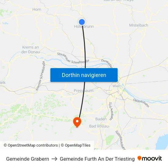 Gemeinde Grabern to Gemeinde Furth An Der Triesting map