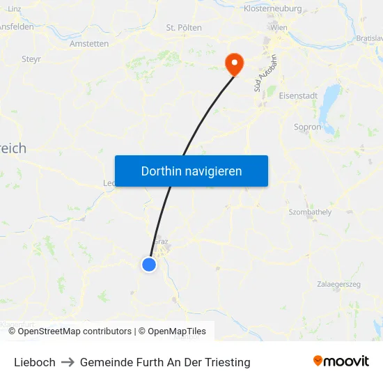 Lieboch to Gemeinde Furth An Der Triesting map