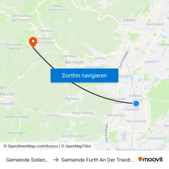 Gemeinde Sollenau to Gemeinde Furth An Der Triesting map