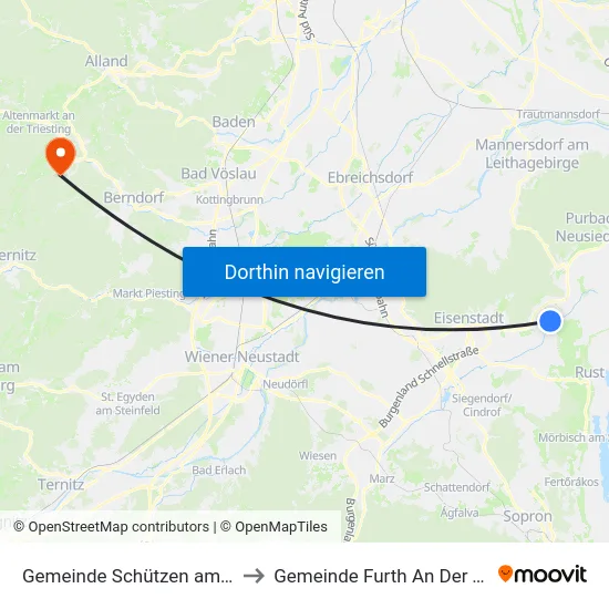 Gemeinde Schützen am Gebirge to Gemeinde Furth An Der Triesting map