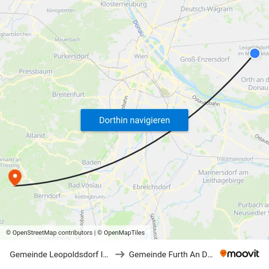 Gemeinde Leopoldsdorf Im Marchfeld to Gemeinde Furth An Der Triesting map