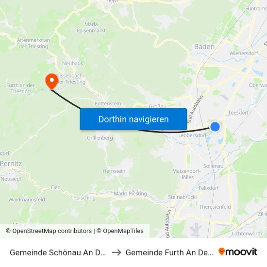 Gemeinde Schönau An Der Triesting to Gemeinde Furth An Der Triesting map