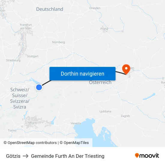 Götzis to Gemeinde Furth An Der Triesting map