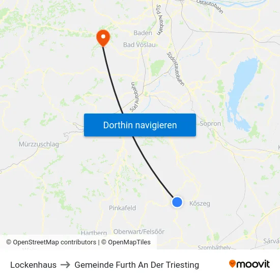 Lockenhaus to Gemeinde Furth An Der Triesting map