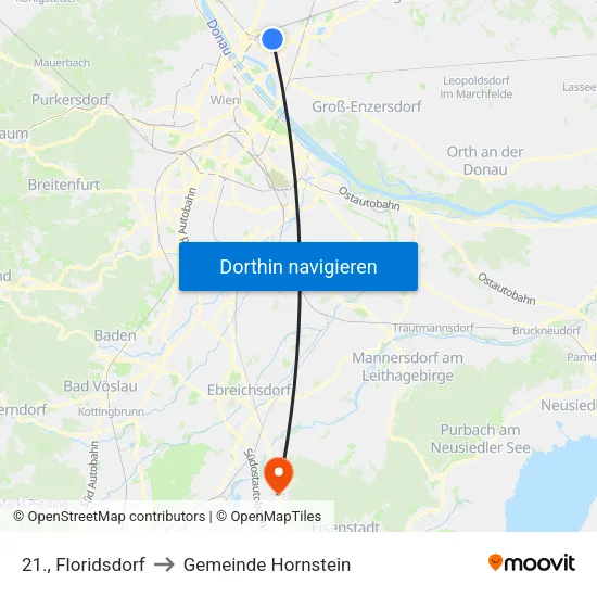 21., Floridsdorf to Gemeinde Hornstein map