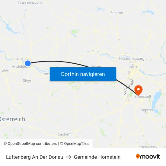 Luftenberg An Der Donau to Gemeinde Hornstein map