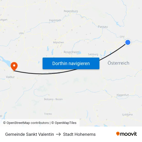 Gemeinde Sankt Valentin to Stadt Hohenems map