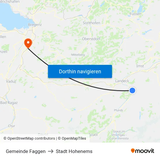 Gemeinde Faggen to Stadt Hohenems map