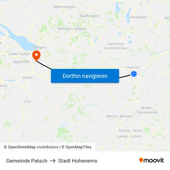 Gemeinde Patsch to Stadt Hohenems map