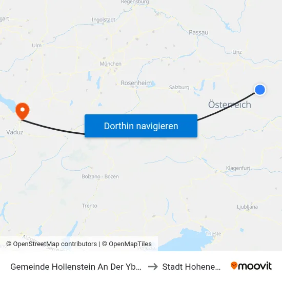 Gemeinde Hollenstein An Der Ybbs to Stadt Hohenems map