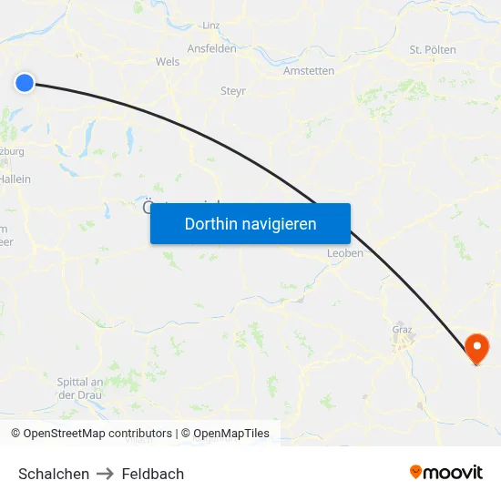 Schalchen to Feldbach map