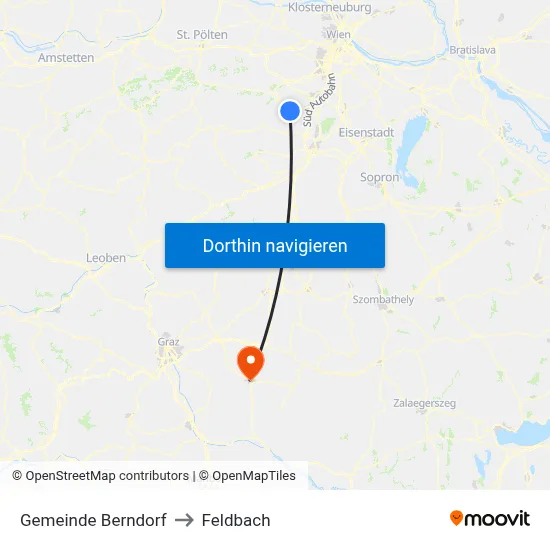Gemeinde Berndorf to Feldbach map