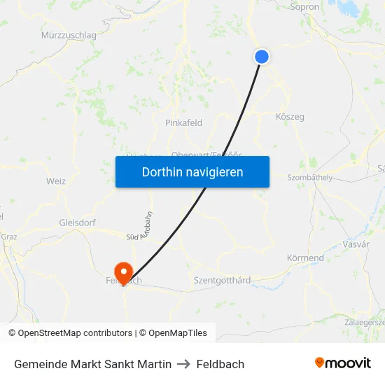Gemeinde Markt Sankt Martin to Feldbach map