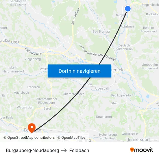 Burgauberg-Neudauberg to Feldbach map
