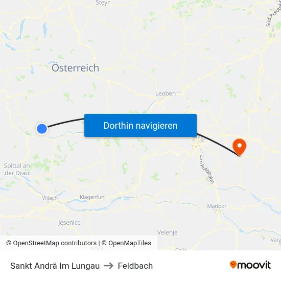 Sankt Andrä Im Lungau to Feldbach map