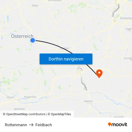 Rottenmann to Feldbach map