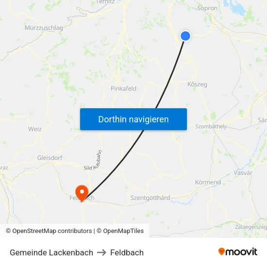 Gemeinde Lackenbach to Feldbach map