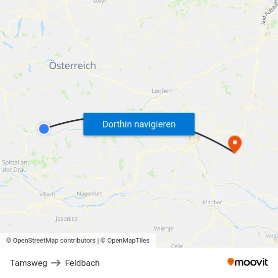 Tamsweg to Feldbach map