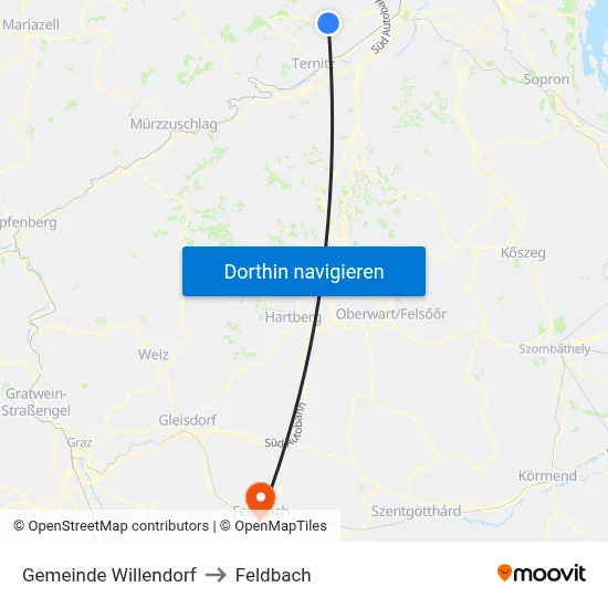 Gemeinde Willendorf to Feldbach map