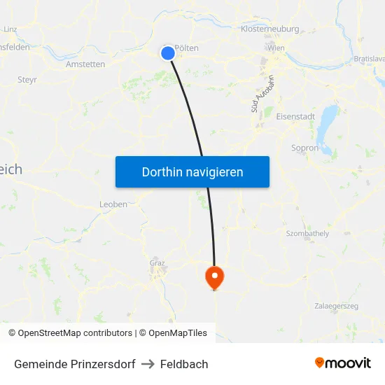 Gemeinde Prinzersdorf to Feldbach map