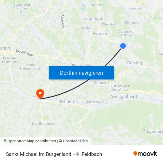 Sankt Michael Im Burgenland to Feldbach map