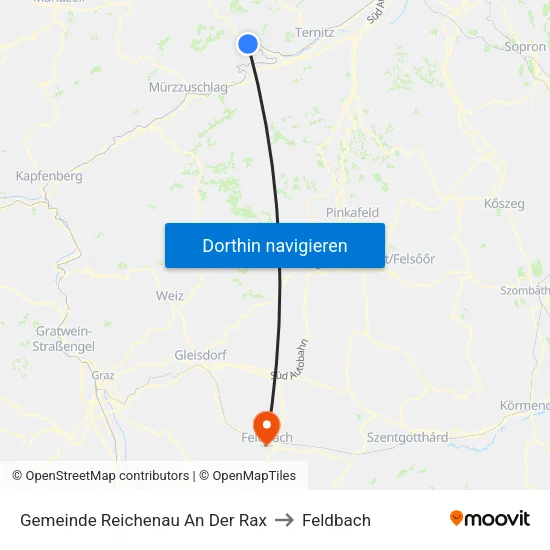 Gemeinde Reichenau An Der Rax to Feldbach map