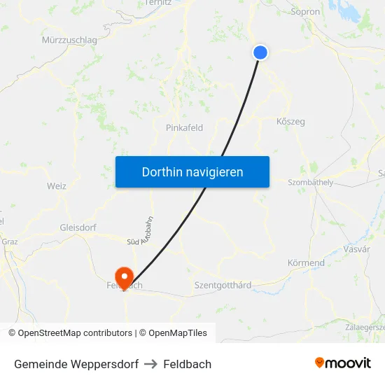 Gemeinde Weppersdorf to Feldbach map