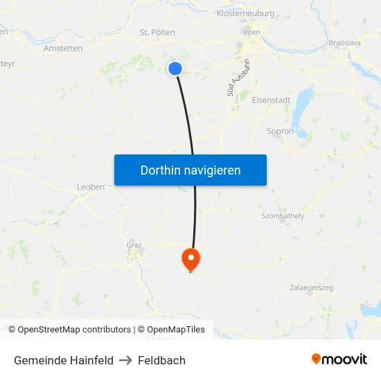 Gemeinde Hainfeld to Feldbach map