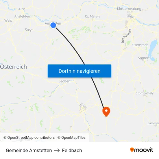 Gemeinde Amstetten to Feldbach map