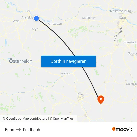 Enns to Feldbach map