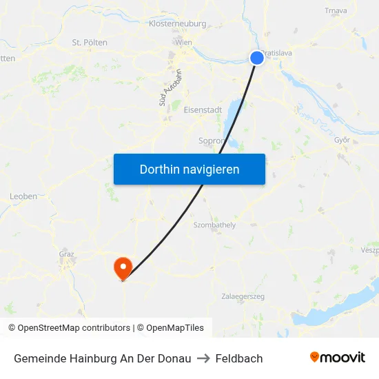 Gemeinde Hainburg An Der Donau to Feldbach map